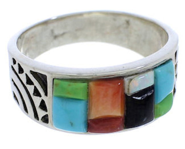 Sterling Silver Multicolor Turquoise Ring Size 5-3/4 VX36200